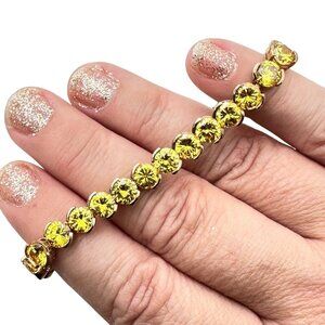Womens Bracelet Gold over Sterling Silver Yellow Cubic Zirconia 7 Inch 21 Grams